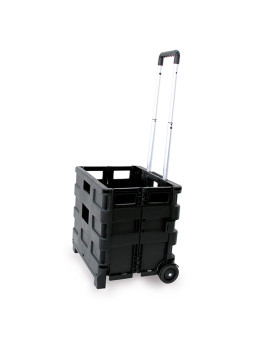Carrello Pieghevole con Cassa in Plastica Garden Friend - 87x33x38 cm - 25 kg - C1299040 (Nero)