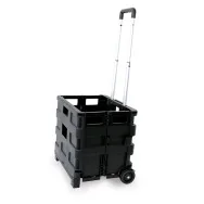 Carrello Pieghevole con Cassa in Plastica Garden Friend - 87x33x38 cm - 25 kg - C1299040 (Nero)