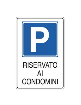 Cartello di Segnalazione - Parcheggio Riservato ai Condomini - 20x30 cm - E5621K (Bianco e Blu)