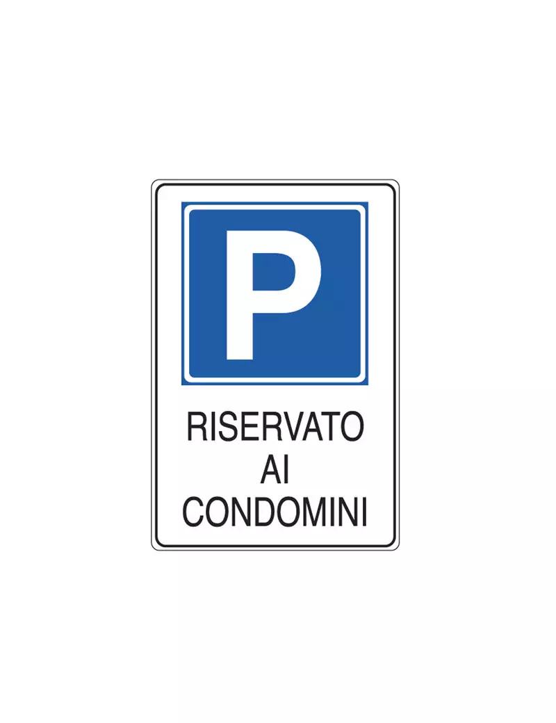 Cartello di Segnalazione - Parcheggio Riservato ai Condomini - 20x30 cm - E5621K (Bianco e Blu)