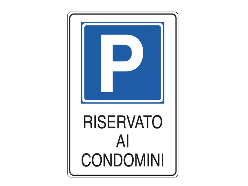 Cartello di Segnalazione - Parcheggio Riservato ai Condomini - 20x30 cm - E5621K (Bianco e Blu)