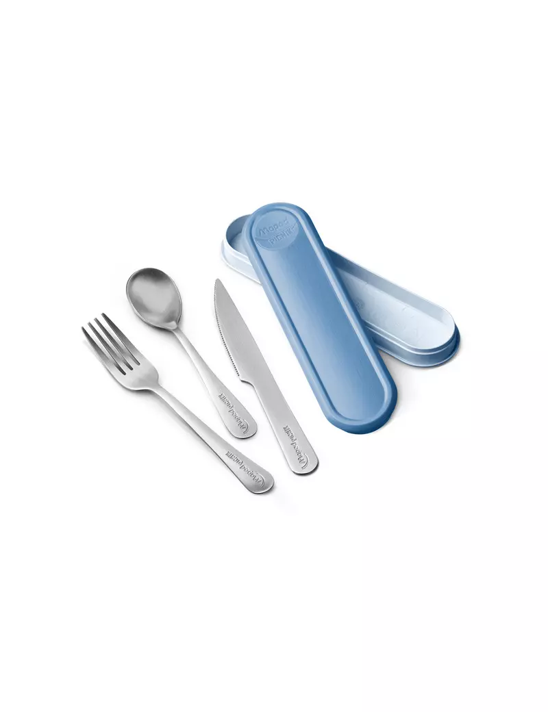 Set Posate in Acciaio con Custodia Picnik Adults Maped - 870403 (Blu) Set Posate in Acciaio con Custodia Picnik Adults Maped - 870403 (Blu)