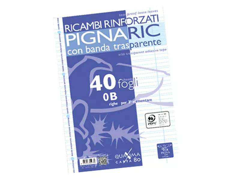 Ricambi Rinforzati per Quaderni Pignaric Pigna - A4 -  Righe 0B con Margini - 0219459B