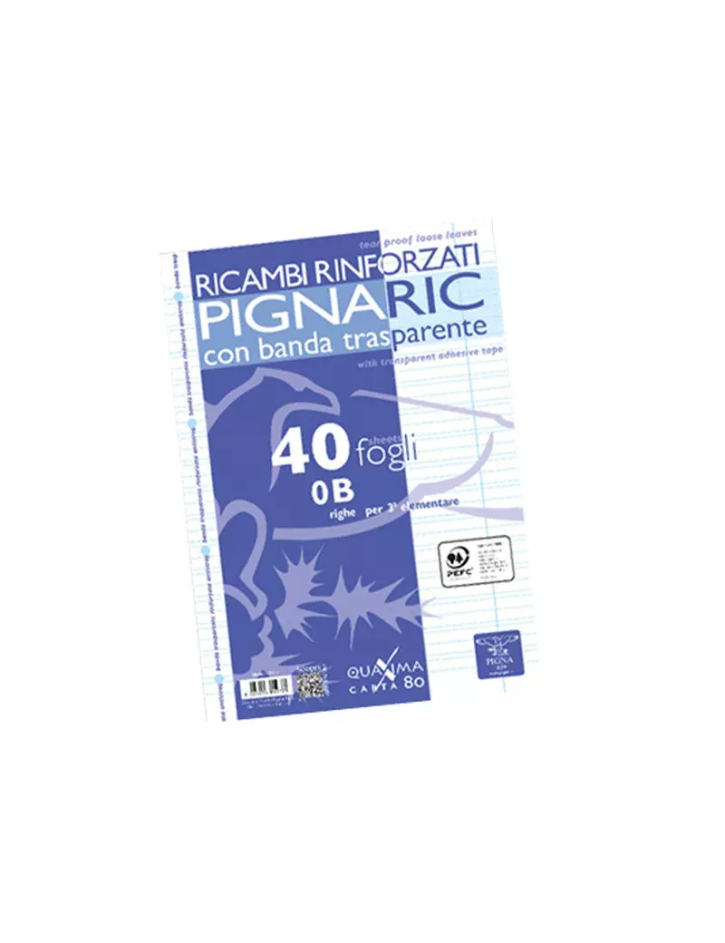 Ricambi Rinforzati per Quaderni Pignaric Pigna - A4 - Righe 0B con Margini - 0219459B Ricambi Rinforzati per Quaderni Pignaric Pigna - A4 - Righe 0B con Margini - 0219459B