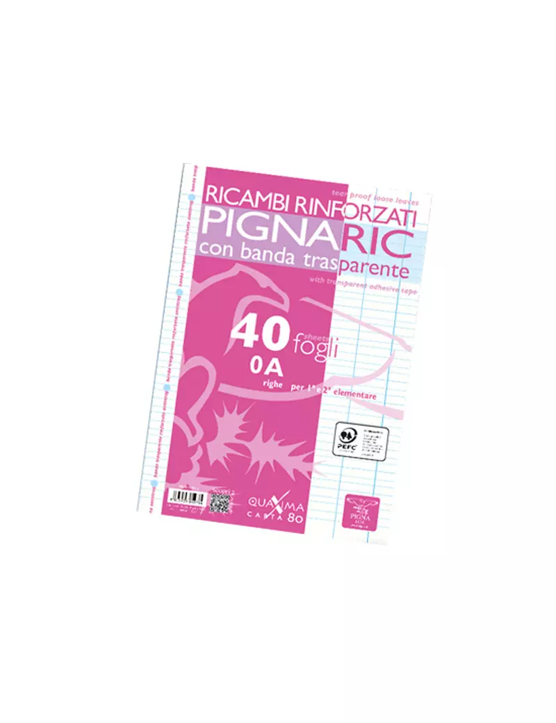 Ricambi Rinforzati per Quaderni Pignaric Pigna - A4 - Righe 0A con Margini - 0219459A Ricambi Rinforzati per Quaderni Pignaric Pigna - A4 - Righe 0A con Margini - 0219459A