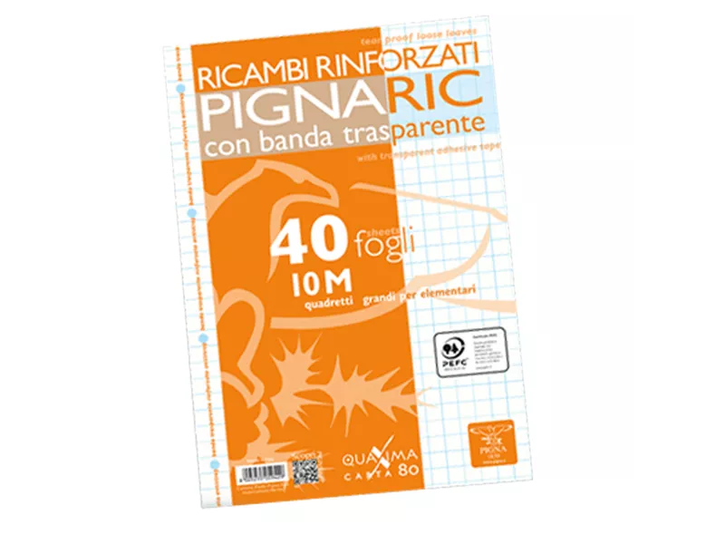 Ricambi Rinforzati per Quaderni Pignaric Pigna - A4 - Quadretti 10M senza Margini - 021945910