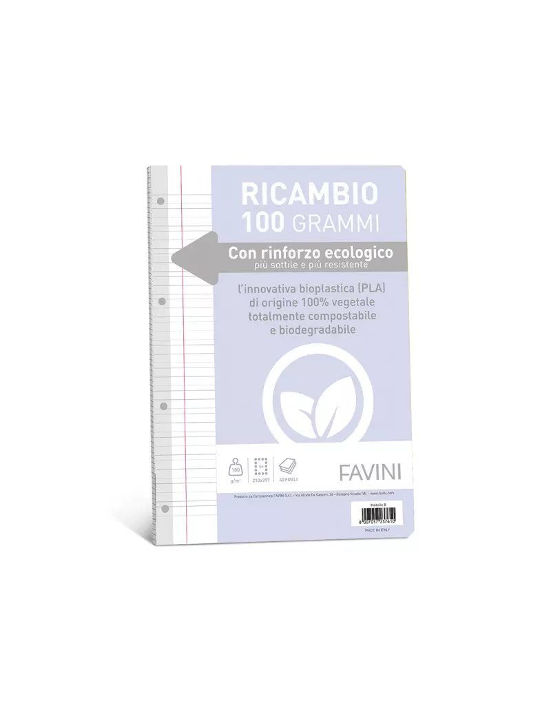 Ricambi Rinforzati per Quaderni Favini - A4 - Righe 0B con Margini - A472404 Ricambi Rinforzati per Quaderni Favini - A4 - Righe 0B con Margini - A472404