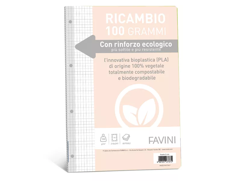 Ricambi Rinforzati per Quaderni Favini - A4 - Quadretti 4M senza Margini - A475404