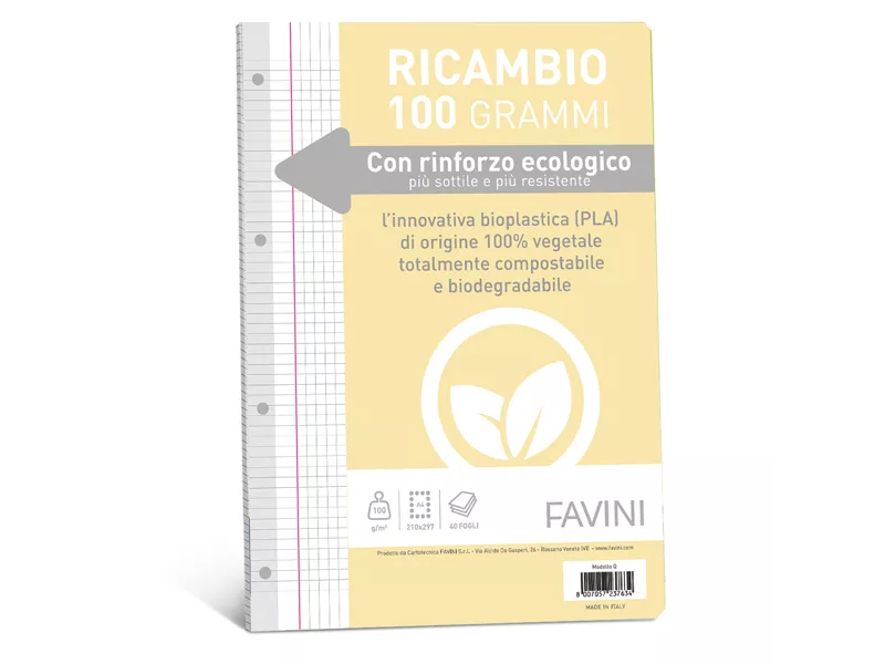 Ricambi Rinforzati per Quaderni Favini - A4 - Quadretti 0Q con Margini - A475414
