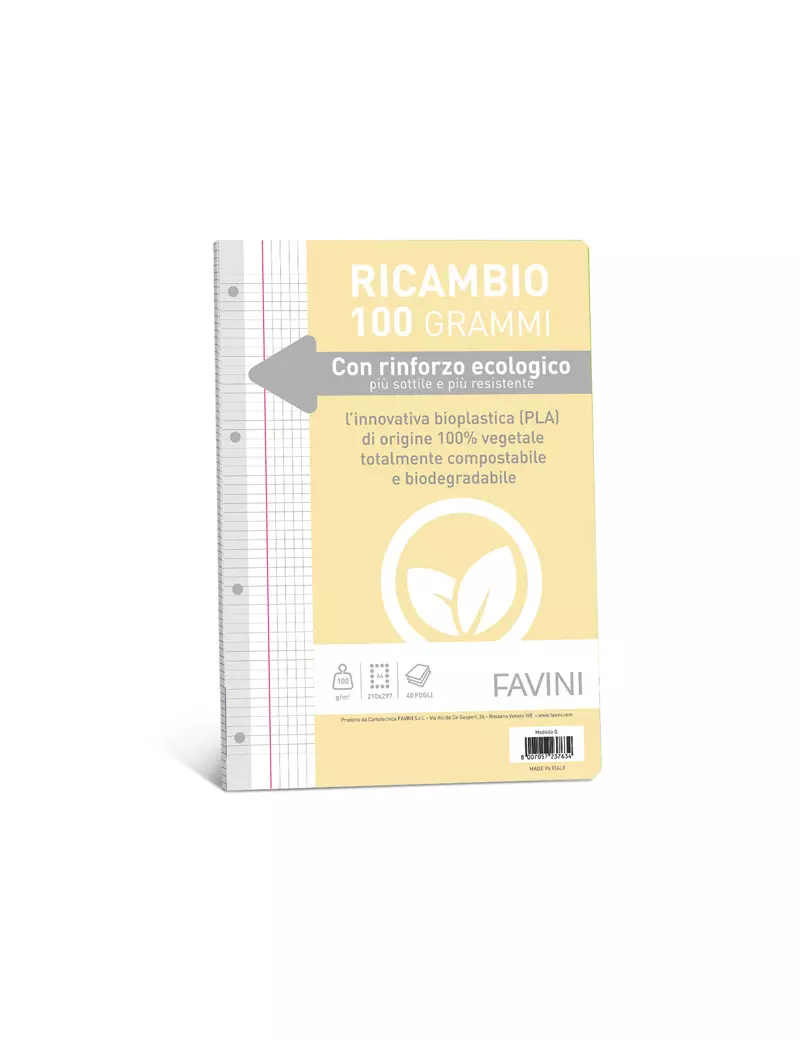 Ricambi Rinforzati per Quaderni Favini - A4 - Quadretti 0Q con Margini - A475414 Ricambi Rinforzati per Quaderni Favini - A4 - Quadretti 0Q con Margini - A475414