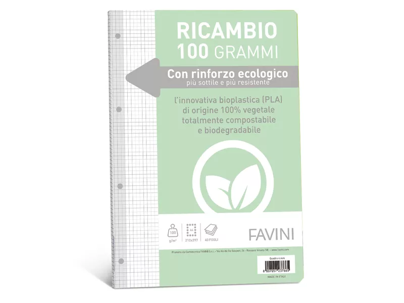 Ricambi Rinforzati per Quaderni Favini - A4 - Quadretti 4M senza Margini - A474404 Ricambi Rinforzati per Quaderni Favini - A4 - Quadretti 4M senza Margini - A474404
