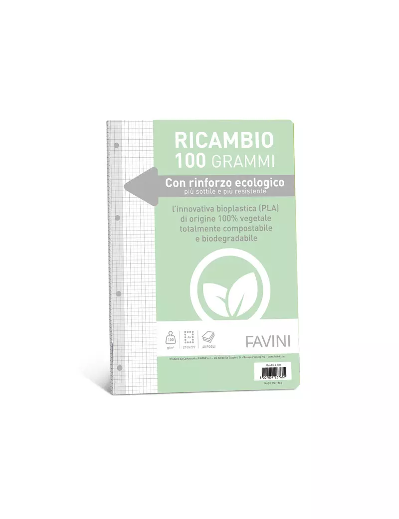 Ricambi Rinforzati per Quaderni Favini - A4 - Quadretti 4M senza Margini - A474404 Ricambi Rinforzati per Quaderni Favini - A4 - Quadretti 4M senza Margini - A474404
