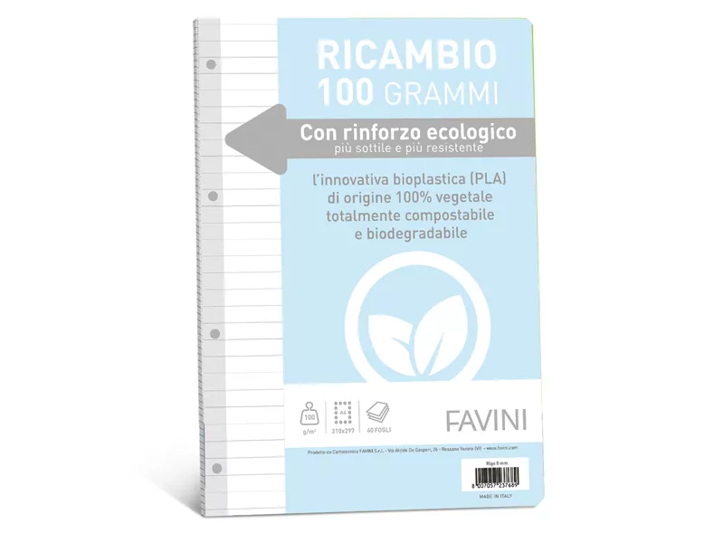 Ricambi Rinforzati per Quaderni Favini - A4 - Righe 1R senza Margini - A477404 Ricambi Rinforzati per Quaderni Favini - A4 - Righe 1R senza Margini - A477404