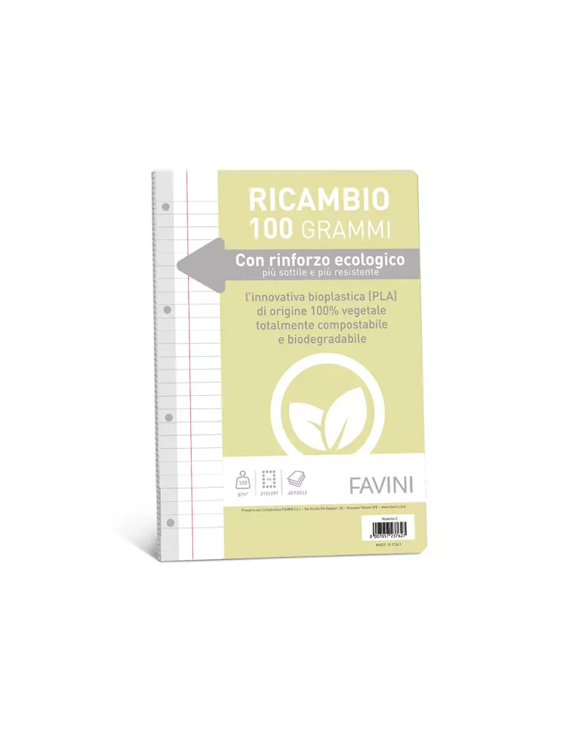Ricambi Rinforzati per Quaderni Favini - A4 - Righe 0C con Margini - A476404 Ricambi Rinforzati per Quaderni Favini - A4 - Righe 0C con Margini - A476404