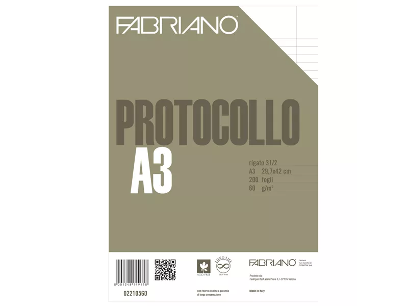 Fogli Protocollo Fabriano - Rigato con Margini - 02210560 (Conf. 200)