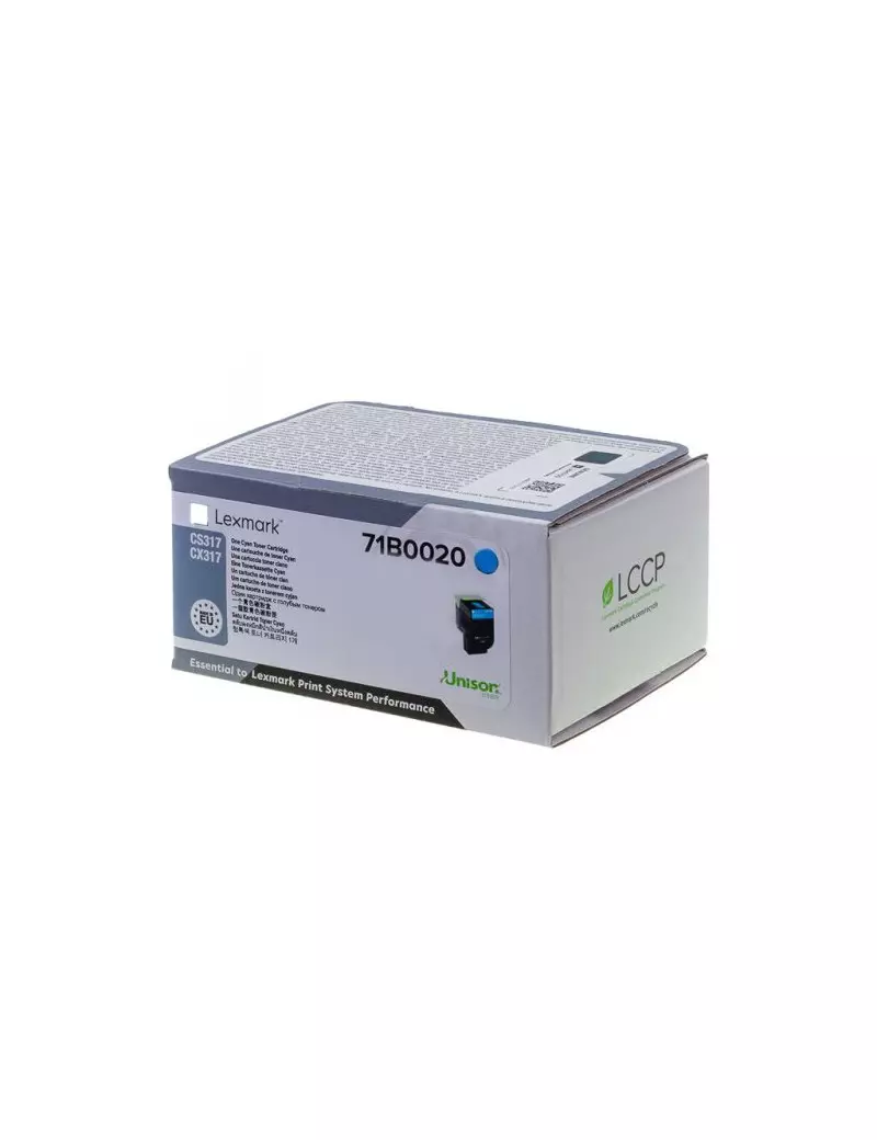 Toner Originale Lexmark 71B0020 (Ciano 2300 pagine) Toner Originale Lexmark 71B0020 (Ciano 2300 pagine)