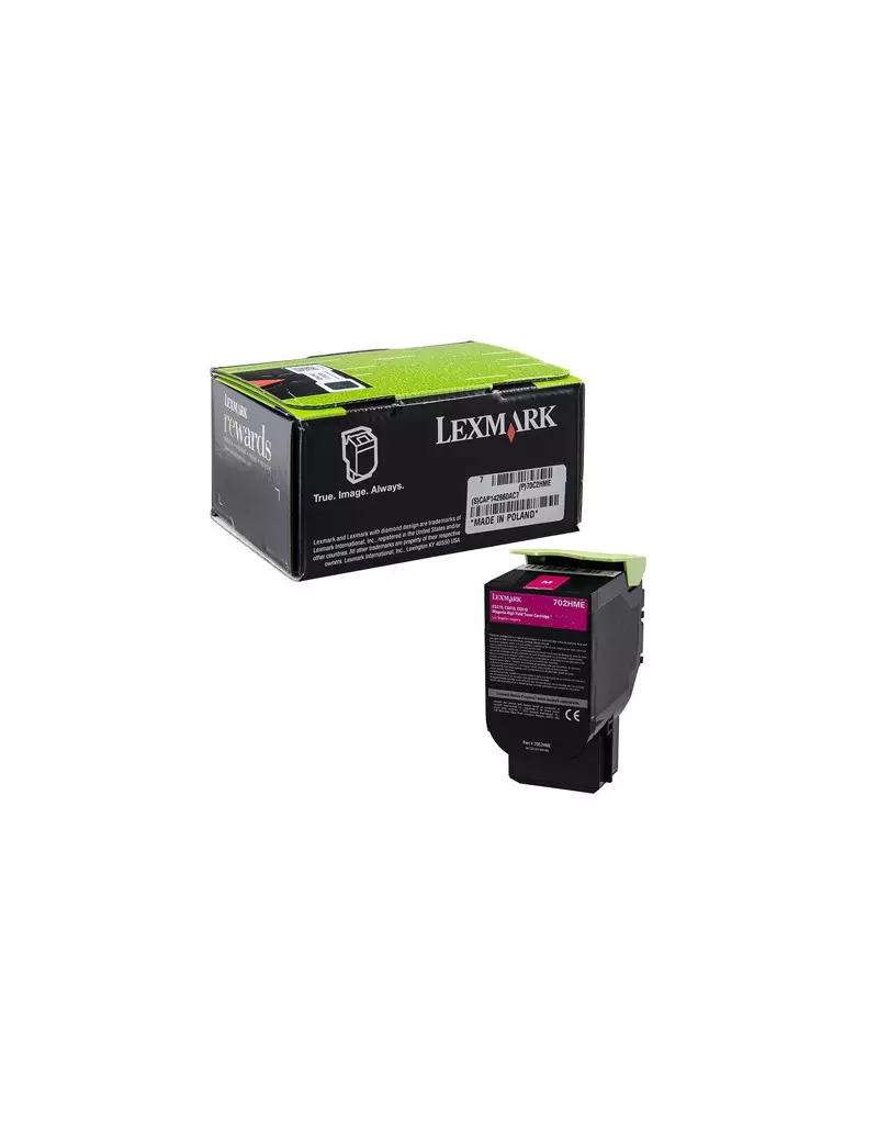 Toner Originale Lexmark 70C2HME 702HM (Magenta 3000 pagine)