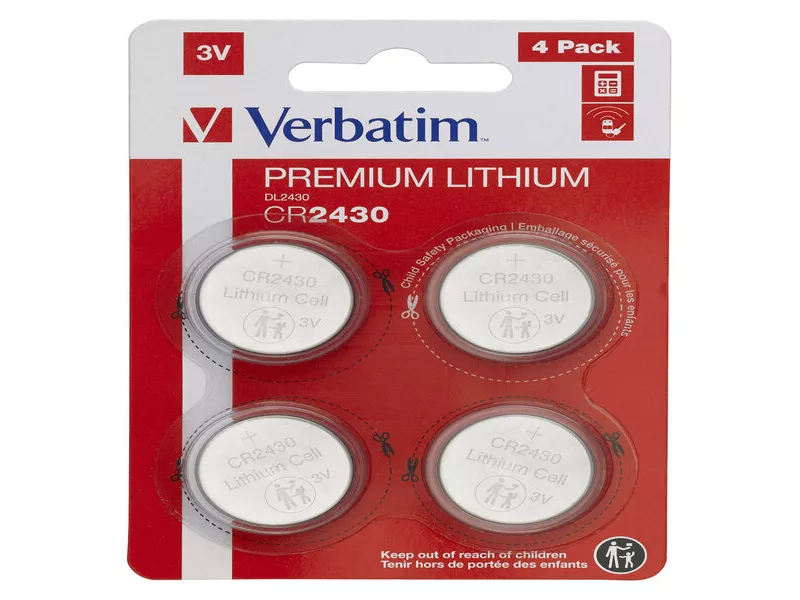 Pila Specialistica Verbatim - CR2430 - 3 V - 49534 (Conf. 4)