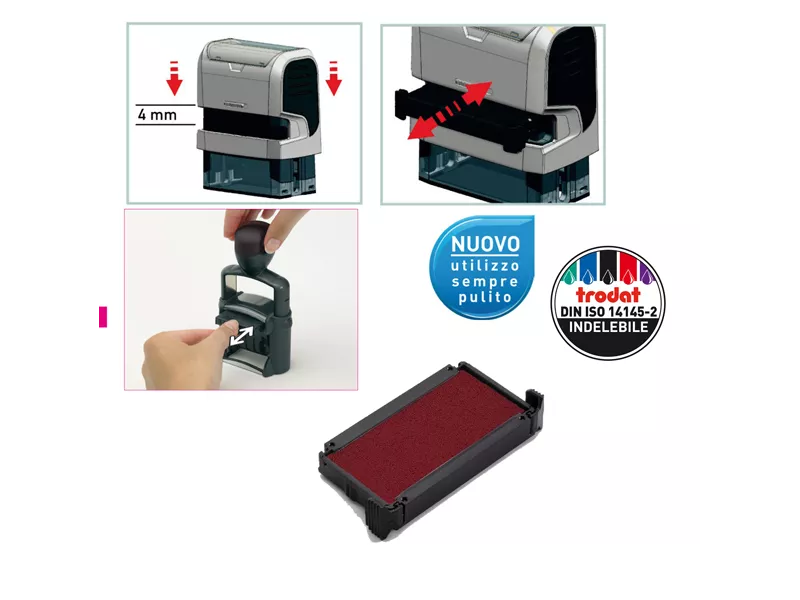 Tamponcino di Ricambio per Timbri Printy 6/4910 Trodat - 1428 (Rosso Conf. 3)