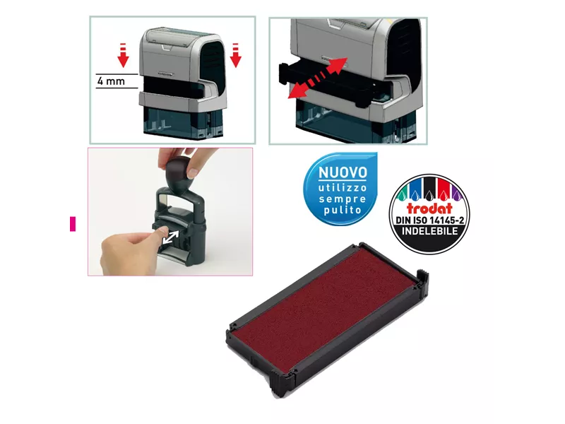 Tamponcino di Ricambio per Timbri Printy 6/4913 Trodat - 1499 (Rosso Conf. 3)
