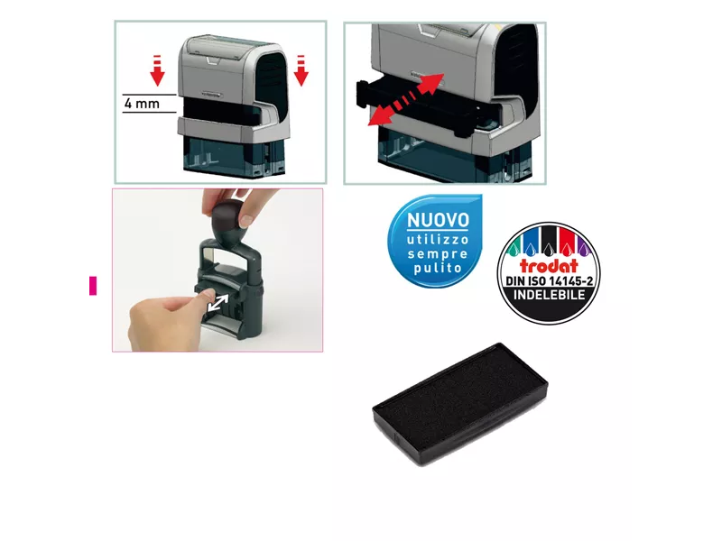 Tamponcino di Ricambio per Timbri Printy 6/5756 Trodat - 86627 (Nero Conf. 5)
