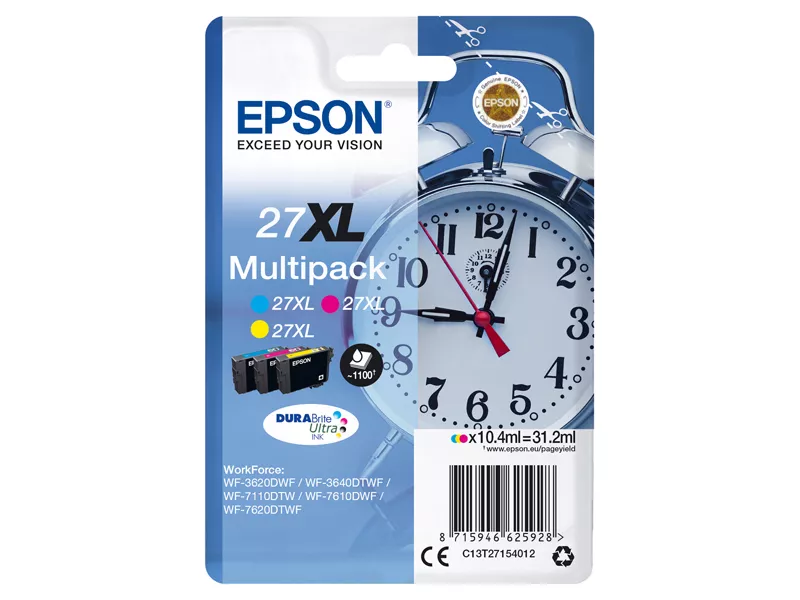Cartuccia Originale Epson T271540 27XL (Ciano Magenta Giallo XL) Cartuccia Originale Epson T271540 27XL (Ciano Magenta Giallo XL)