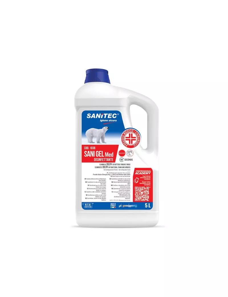 Disinfettante Mani Igienizante SaniGel Med Sanitec - 1036 - 5 Litri Disinfettante Mani Igienizante SaniGel Med Sanitec - 1036 - 5 Litri