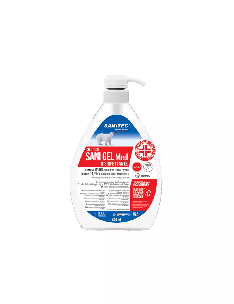 Disinfettante Mani Igienizante SaniGel Med Sanitec - 1035 - 600 ml Disinfettante Mani Igienizante SaniGel Med Sanitec - 1035 - 600 ml