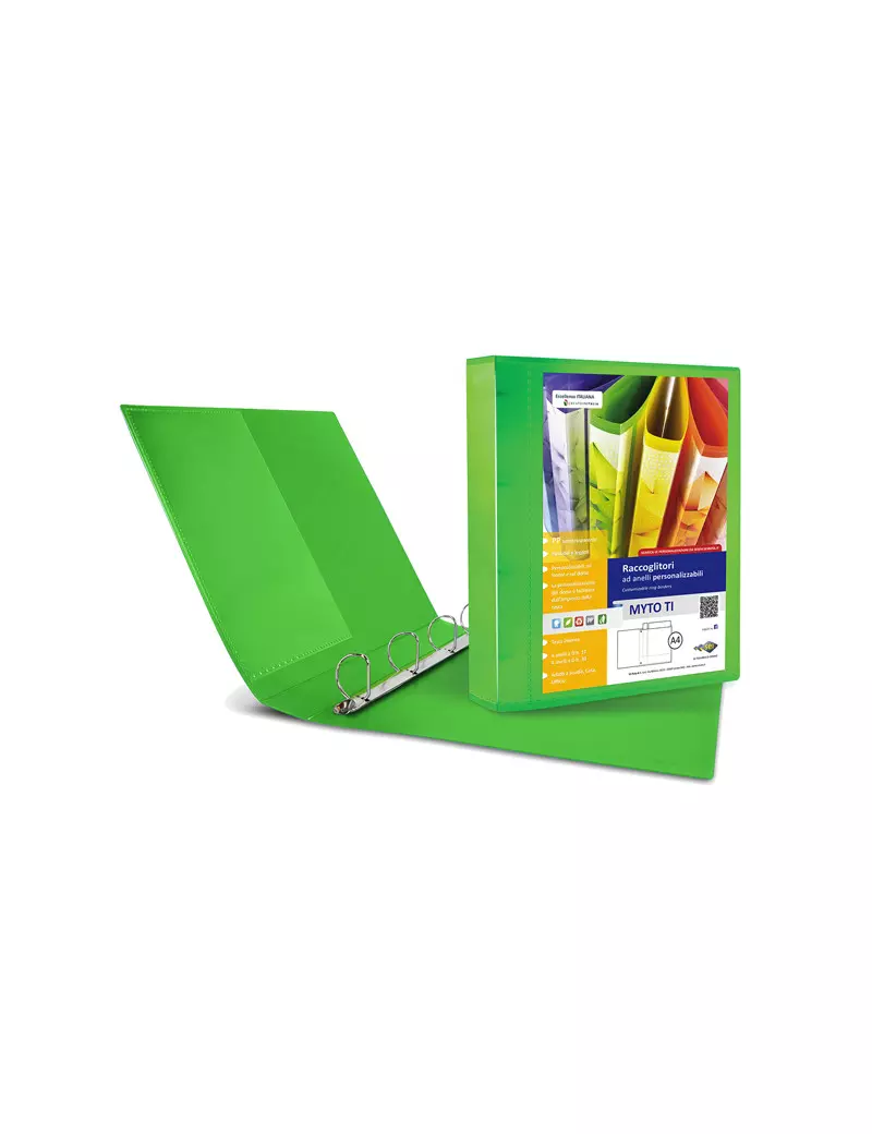 Raccoglitore Personalizzabile Myto TI Sei Rota - A4 - 4 Anelli a D 17 mm - 36911745 (Verde) Raccoglitore Personalizzabile Myto TI Sei Rota - A4 - 4 Anelli a D 17 mm - 36911745 (Verde)