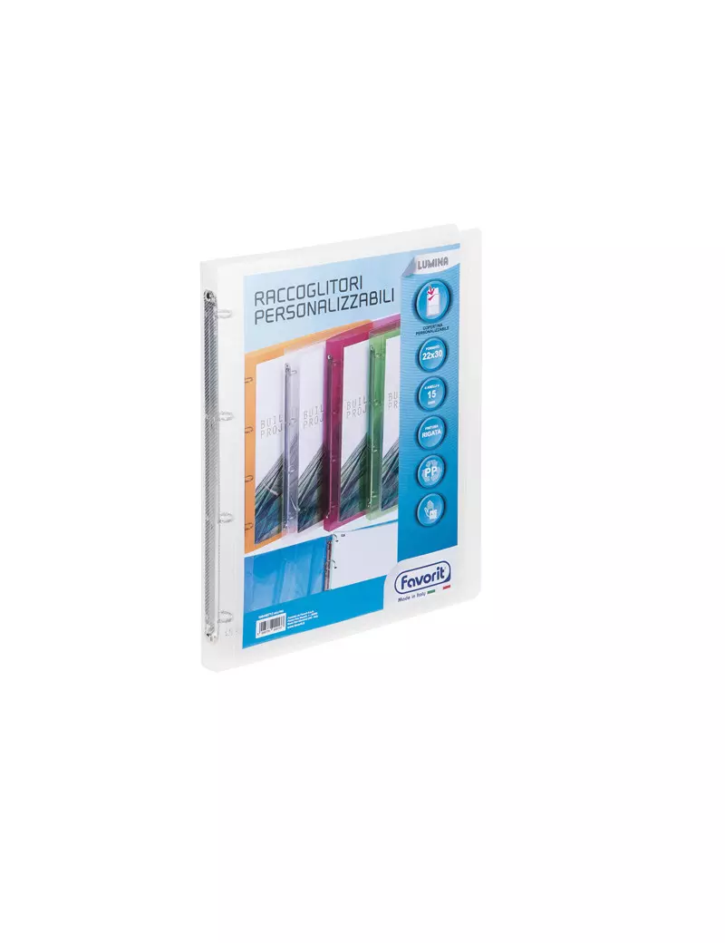 Raccoglitore Personalizzabile Lumina Favorit - A4 - 4 Anelli Tondi 15 mm - 100460713 (Trasparente) Raccoglitore Personalizzabile Lumina Favorit - A4 - 4 Anelli Tondi 15 mm - 100460713 (Trasparente)