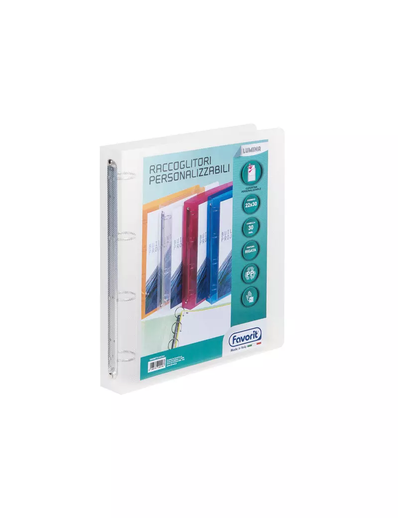 Raccoglitore Personalizzabile Lumina Favorit - A4 - 4 Anelli Tondi 30 mm - 100460714 (Trasparente) Raccoglitore Personalizzabile Lumina Favorit - A4 - 4 Anelli Tondi 30 mm - 100460714 (Trasparente)