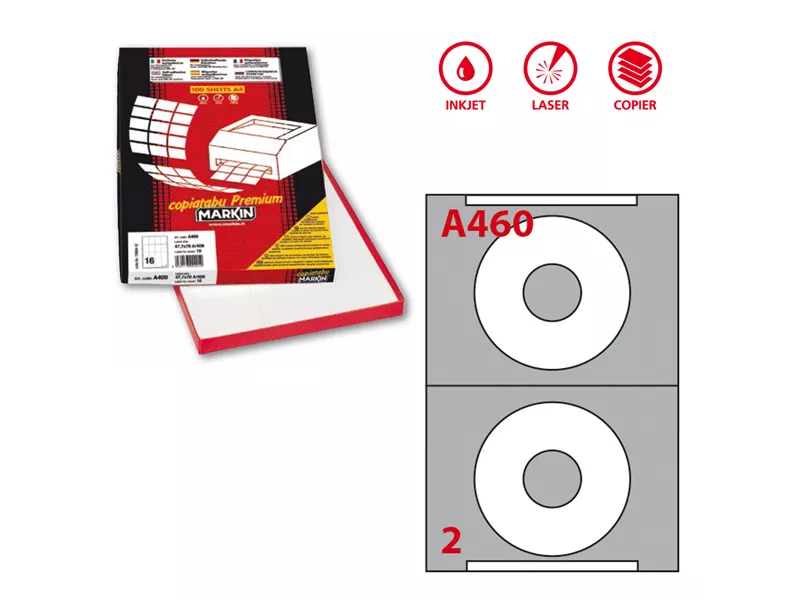 Etichette Adesive Rotonde A460 Markin - 114,5 mm - 210A460 (Bianco Conf. 100)