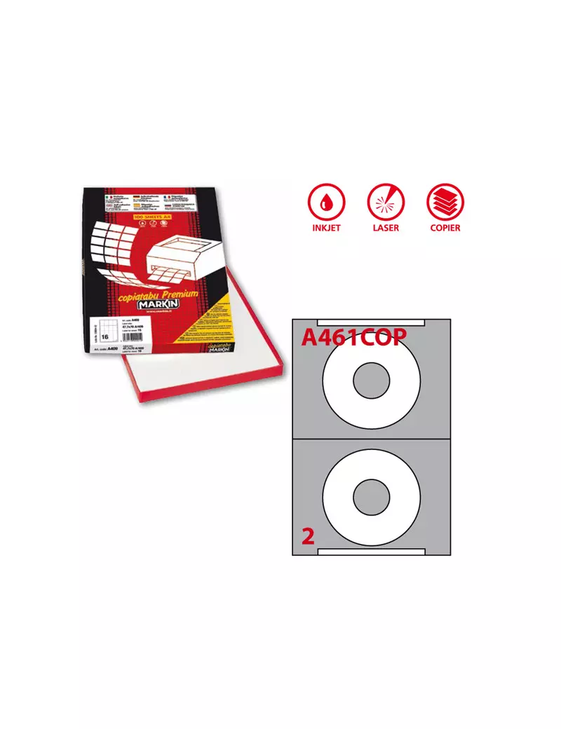 Etichette Adesive Rotonde A461 Coprenti Markin - 114,5 mm - 210A461COP (Bianco Conf. 100) Etichette Adesive Rotonde A461 Coprenti Markin - 114,5 mm - 210A461COP (Bianco Conf. 100)