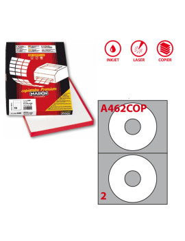 Etichette Adesive Rotonde Coprenti A462 Markin - 117,5 mm - 210A462COP (Bianco Conf. 100)