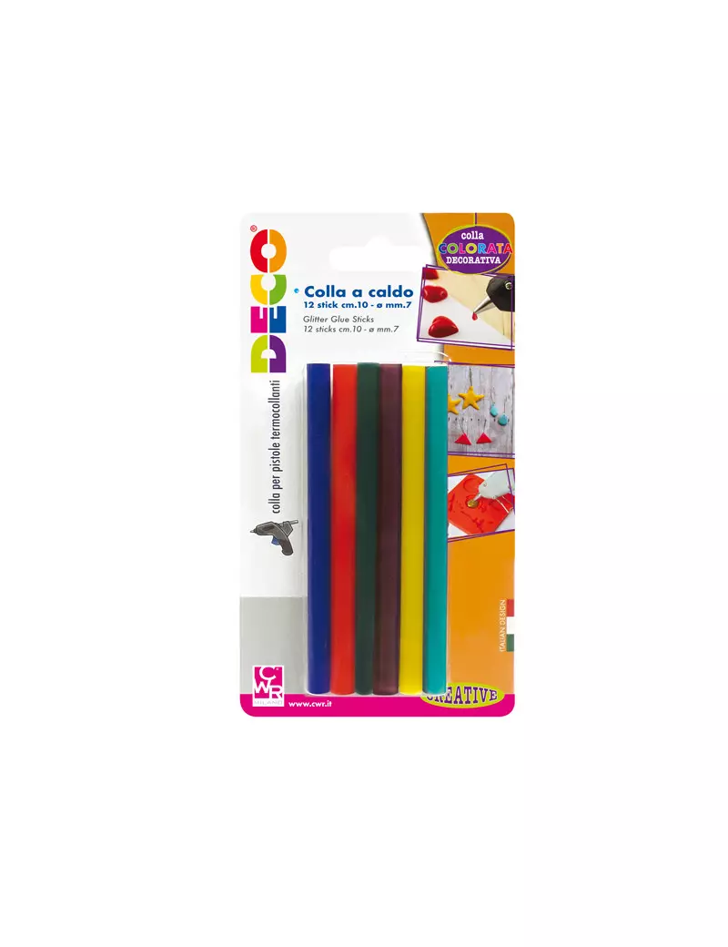 Colla Termofusibile in Stick Deco CWR - 10 cm - 12070 (Assortiti Conf. 12) Colla Termofusibile in Stick Deco CWR - 10 cm - 12070 (Assortiti Conf. 12)
