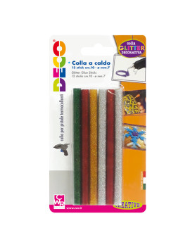 Colla Termofusibile in Stick Deco CWR - 10 cm - 12071 (Assortiti Glitterati Conf. 12)