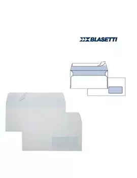 Buste Commerciali Eco Strip Laser Blasetti - 11x23 cm - Taglio Dritto con Strip - Con Finestra - 0157 (Bianco Conf. 500)