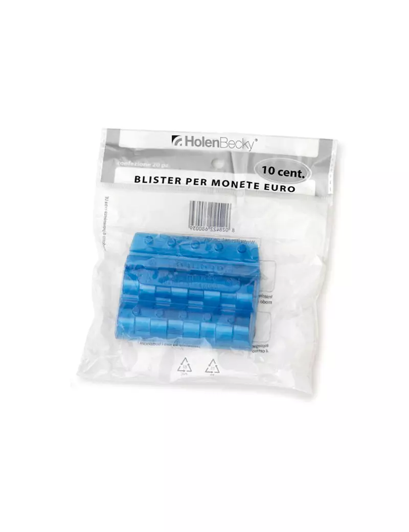 Blister in Plastica per Monete Holenbecky - 10 Centesimi - 40 Monete - 8003/20 (Blu Conf. 20)