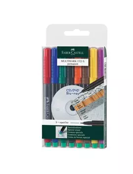 Marcatore Permanente Multimark Faber Castell - Punta Tonda - 0,4 mm - 152309 (Assortiti Conf. 8)