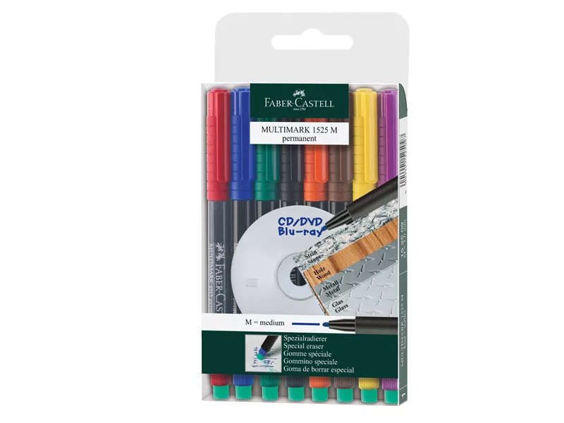 Marcatore Permanente Multimark Faber Castell - Punta Tonda - 1 mm - 152509 (Assortiti Conf. 8)