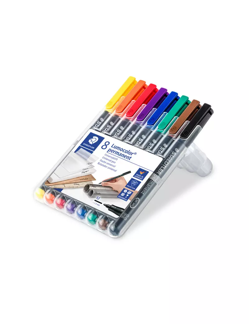 Penna con Punta Sintetica Lumocolor Permanent 317 M Staedtler - Punta Media - 1 mm - 317WP8 (Assortiti Conf. 8) Penna con Punta Sintetica Lumocolor Permanent 317 M Staedtler - Punta Media - 1 mm - 317WP8 (Assortiti Conf. 8)