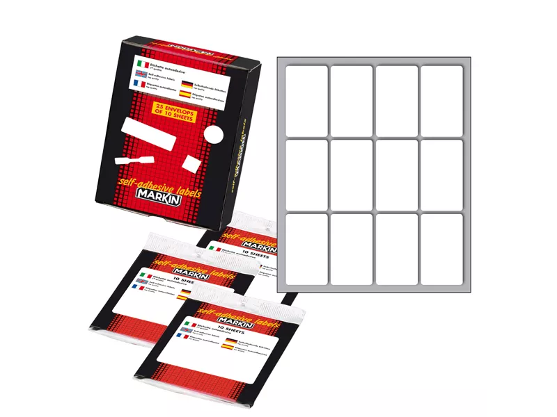Etichette Adesive Markin - A4 - 46x27 mm - X11034 (Bianco Conf. 10) Etichette Adesive Markin - A4 - 46x27 mm - X11034 (Bianco Conf. 10)