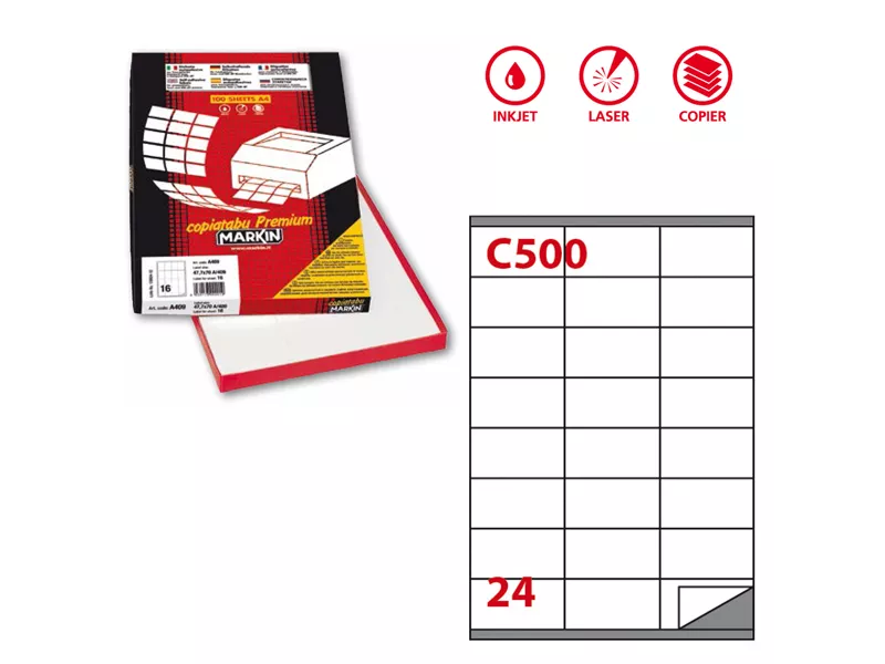 Etichette Adesive Rimovibili Markin - A4 - 70x36 mm - X210C500 (Bianco Conf. 100)