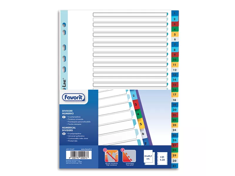 Separatori Numerici Favorit - A4 - 31 Tasti - 400132469 (Multicolor)