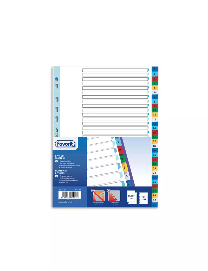Separatori Numerici Favorit - A4 - 31 Tasti - 400132469 (Multicolor) Separatori Numerici Favorit - A4 - 31 Tasti - 400132469 (Multicolor)