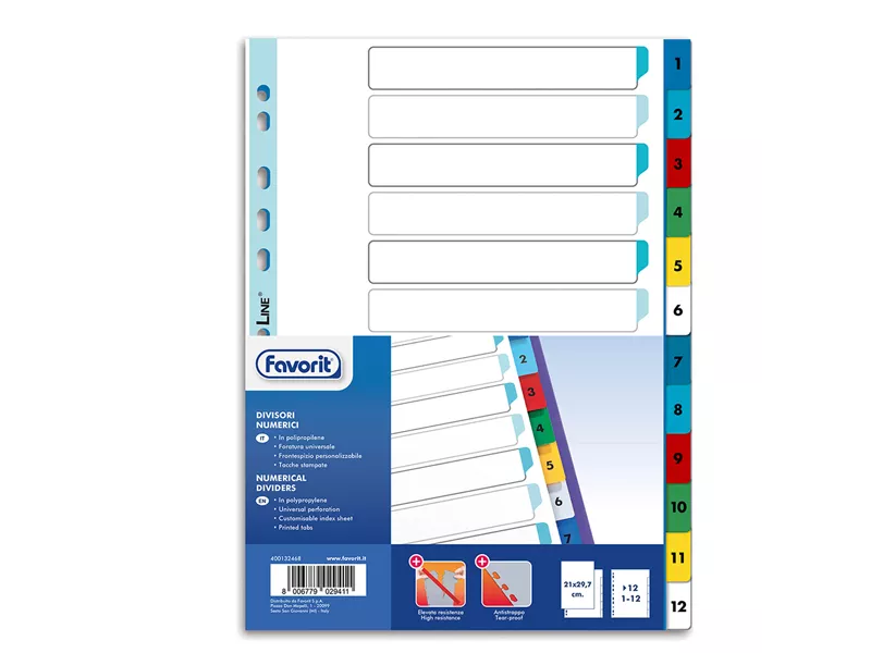 Separatori Numerici Favorit - A4 - 12 Tasti - 400132468 (Multicolor)