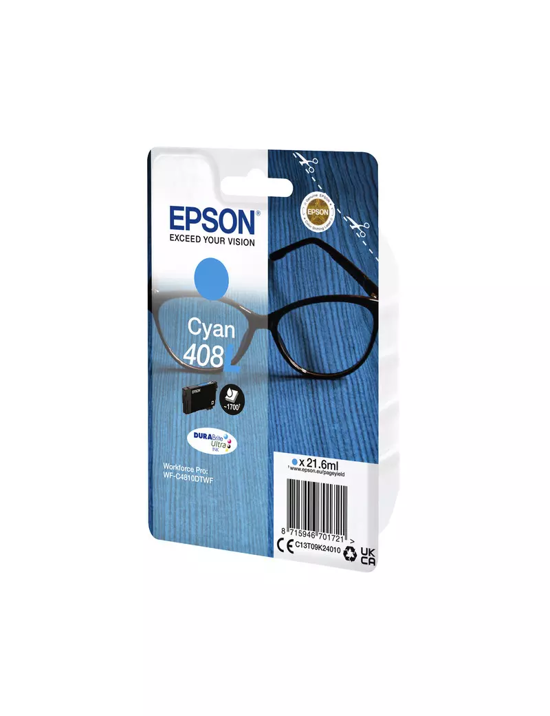 Cartuccia Originale Epson T09K240 408L (Ciano 21.6 ml) Cartuccia Originale Epson T09K240 408L (Ciano 21.6 ml)