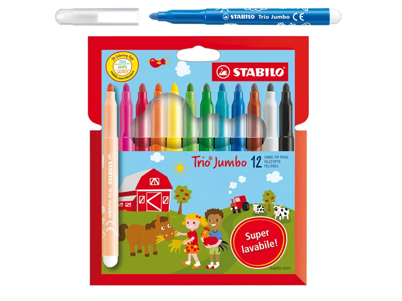 Pennarelli Trio Jumbo Stabilo - 3 mm - 380/12 (Assortiti Conf. 12)