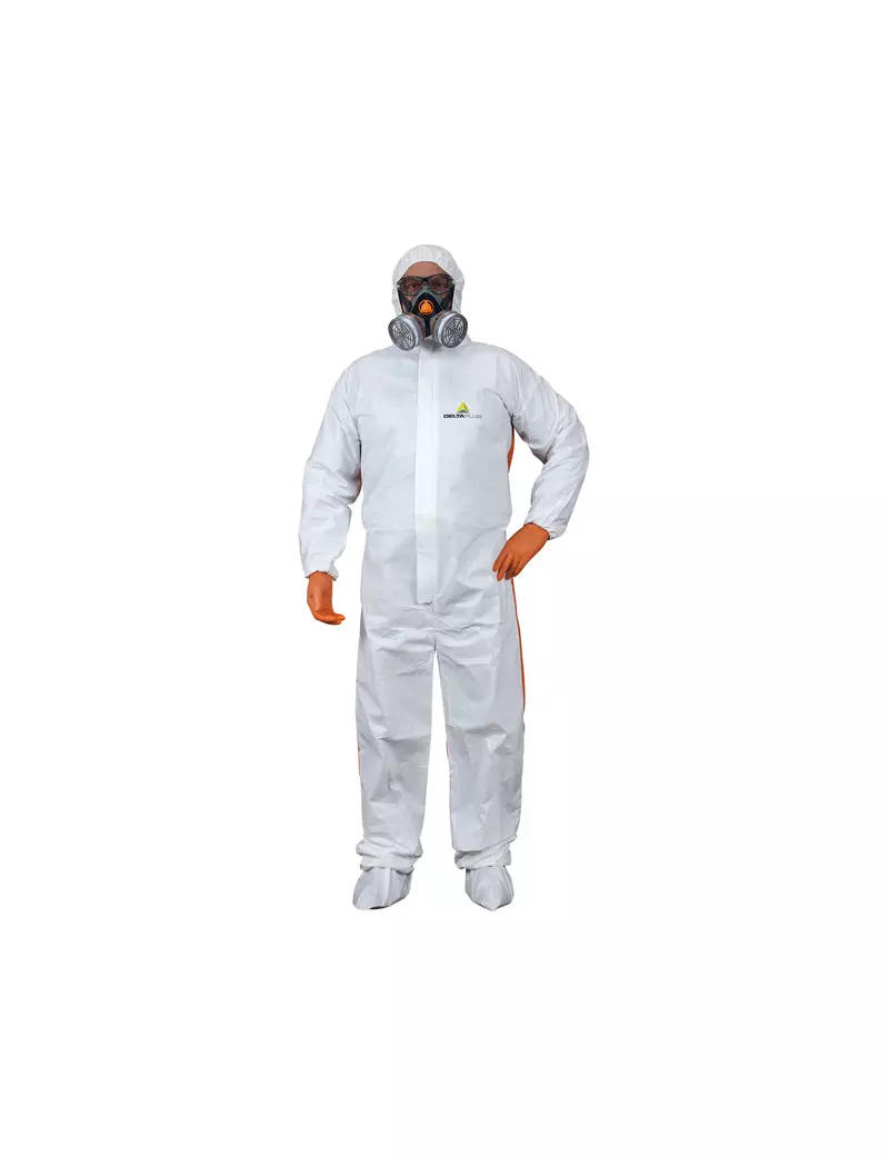 Tuta di Protezione da Rischio Chimico DT125 Delta Plus - Monouso - Taglia L - DT125GT (Bianco e Arancione) Tuta di Protezione da Rischio Chimico DT125 Delta Plus - Monouso - Taglia L - DT125GT (Bianco e Arancione)