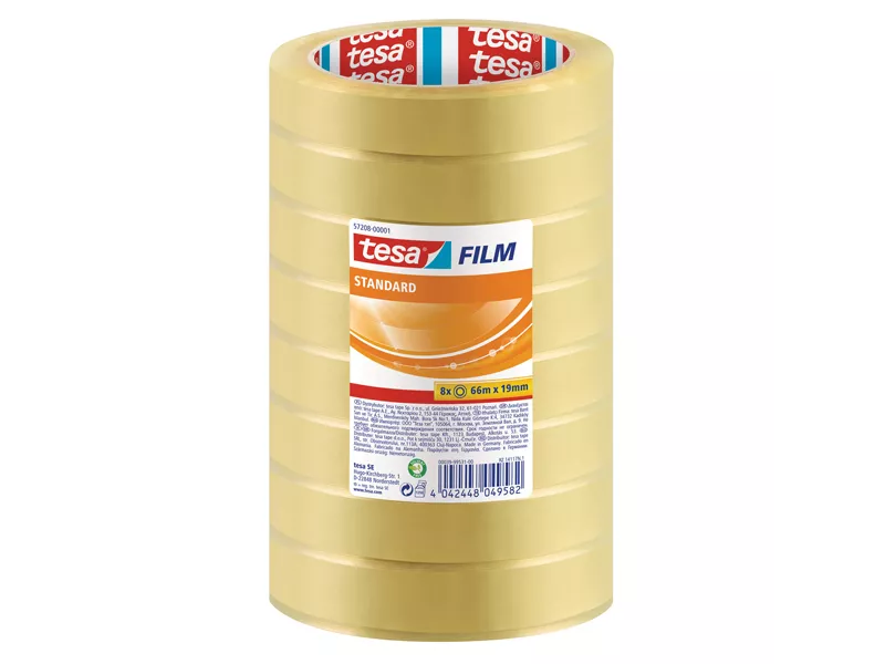 Nastro Adesivo Tesafilm Tesa - 19 mm x 66 m - 57208-00001-01 (Trasparente Conf. 8)